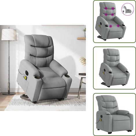 The Living Store Elektrischer Massagesessel mit Aufstehhilfe Hellgrau Stoff - Elektrischer Massagesessel - Relaxsessel - Fernsehsessel - Bequeme Sessel - Ergonomische Sessel (1/5)