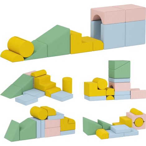Softbaustein-Set für Kinder, 12-teiliges Stoffblock-Set, Schaumstoff, Cordbezug, waschbar, Pastellbunt (1/5)
