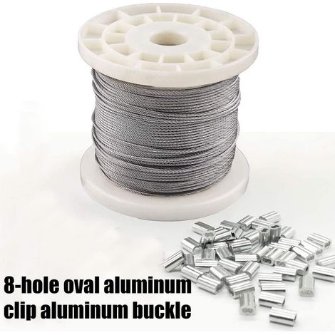150 Aluminium-Crimphülsen mit Doppelringdesign, Stahlseilringe, Flugzeugkabelzubehör, silberfarben. (1/5)