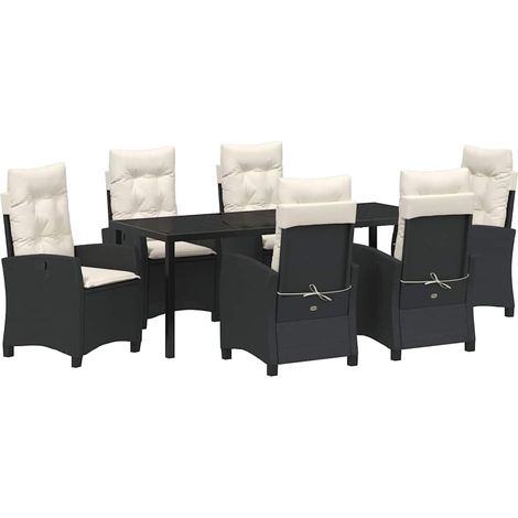 Maison Exclusive - Set da Pranzo per Giardino con cuscino 7 pcs Nero polyrattan