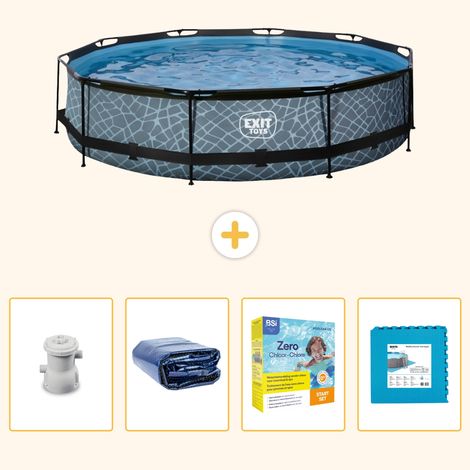 Exit-toys Piscine Exit Ronde - Effet Pierre - 360x76 cm - 5-pièces SCB23 (1/5)