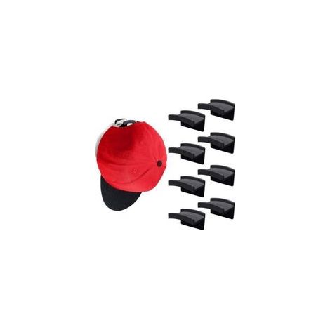Ganchos autoadhesivos para sombreros para montaje en pared (paquete de 8 – Negro) – Diseño minimalista, no requiere perforación, sujeción firme – Crezuo (1/4)