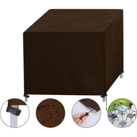 Garden Furniture Cover with Ventilation Grilles, Waterproof, Windproof, UV Resistant, Robust 420D Oxford Fabric Protective Cover for Table, Chairs, and Furniture, Square (90x90x90cm) - Curry (1/5)