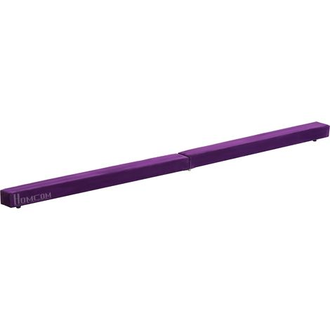 Poutre d'équilibre pliable antidérapante daim, bois robuste, 210 x 10 x 6,5 cm, violette