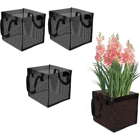 Sacs de plantation carrés/sacs à semis/sacs de plantation horticoles/pots pour plantes de serre (lot de 4), dimensions 11 x 11 x 4 cm