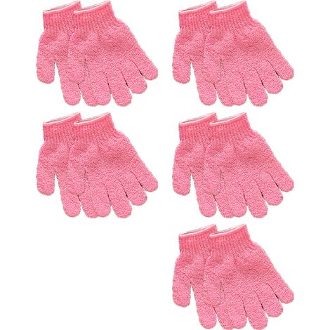 Gants exfoliants, lot de 10 gants de bain (5 paires), gants en fibres naturelles pour hommes et femmes. (1/5)