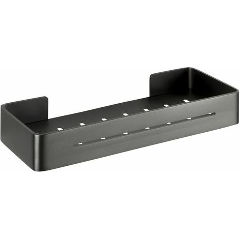 Etagère de douche murale Montella, Panier de douche mural, Aluminium, 32,4x5x12,8 cm, Anthracite (1/4)