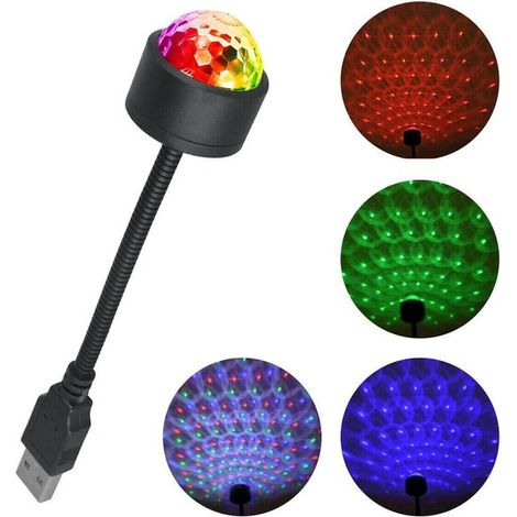 Cielo estrellado LED para coche,mini bola de discoteca USB giratoria de 360°,lámpara proyector de aleación de aluminio para interior de coche (1/5)
