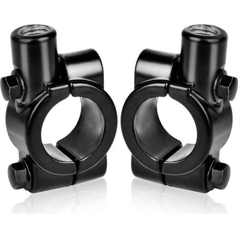 2 pièces support de miroir de moto pour support de guidon 22mm-pour rétroviseur latéral 10mm, aluminium (noir) (1/4)