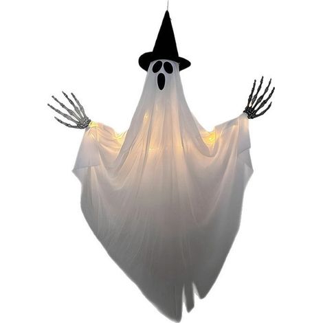 Fantôme lumineux suspendu pour Halloween - Facile à accrocher, idéal pour les décorations d'Halloween (1/5)