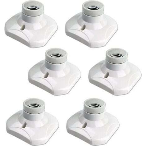 E27 Screw-in Ceiling Socket, E27 Garage Socket, AC 220-240V, Socket Holder for LED Bulb, E27 Ceiling Light Base, White Plastic Lamp Base for Wall Lamp, Pack of 6 (1/5)