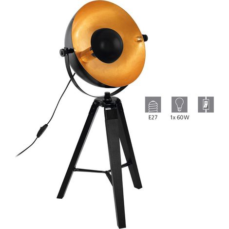 Eglo COVALE Lampada in Legno, 60 W, Nero/Ottone (1/5)