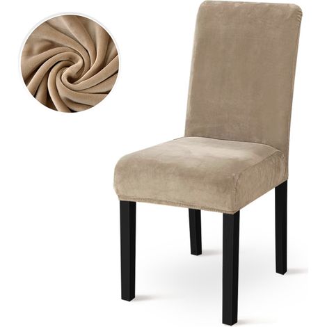 Copertura per sedie interne in spessa felpa elastica con cordino regolabile - Protezione anti-macchie per hotel, ristoranti e saloni - Modello universale camel, schienale medio