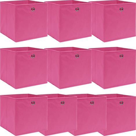 Boîtes de rangement 10 pcs Rose 32x32x32 cm Tissu