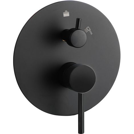 Kibath Grifo Empotrado de Ducha (solo grifo) monomando VAL redondo acabado NEGRO mate fabricado en latón (1/3)