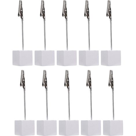 Beyamis Lot de 10 porte-cartes numérotés en bois avec pince crocodile et porte-photos, pour mémos et pense-bêtes, blanc (1/5)