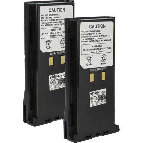 vhbw 2x Batterie compatible avec Kenwood TK-490 TK-5400, TK-481, TK-480, TK-390, TK-410 radio talkie-walkie (2100mAh, 7,2V, NiMH) (1/5)