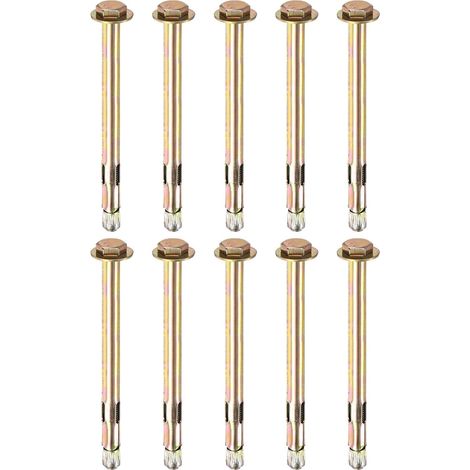 10-Pack Boulon D'expansion Hex, M8x120mm Boulon D'expansion Externe En Acier Au Carbone Galvanisé Coloré, Métallique Anti-Corrosion Pour Murs En Béton/Brique Sèche/Bloc (1/5)
