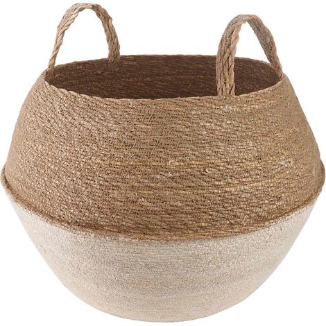 Teenpull – Pflanzenkübel mit Griffen Weiß Ø 45 x 36 cm 100% Seegras (1/5)