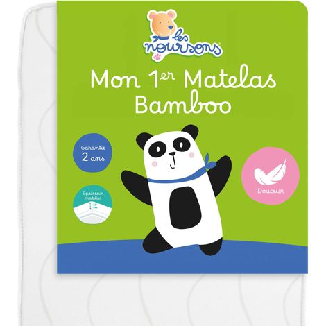 Matelas bébé en viscose de bambou 60x120 cm – Mousse polyuréthane 18kg/m3 – Épaisseur 10 cm – Certifié OEKO-TEX – Les Noursons (1/5)