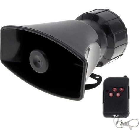 Sirène de Voiture: klaxon, Une Alarme de Type Incendie, Ambulance, Circulation, Police, avec Une télécommande Noire, 12 V (1/4)