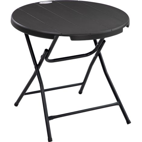 Tavolo da giardino pieghevole rotondo Ø80 cm in HDPE effetto legno, grigio scuro, per 4 persone (1/5)