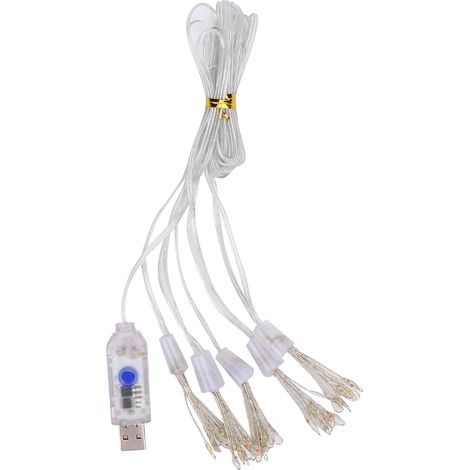 Guirlande lumineuse LED féérique avec télécommande, alimentée par USB, en cuivre flexible, pour décoration de fête, couleur, 1,5 mètre, 50 lumières (1/5)