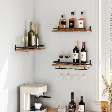 Porte-bouteilles mural avec support pour verres