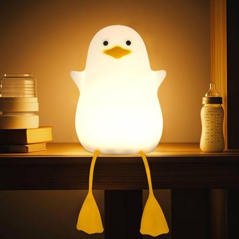 Lámpara noche patito amarillo, Lámpara noche infantil silicona, Regulable mediante control táctil temporizador, mesita noche recargable USB (1/5)