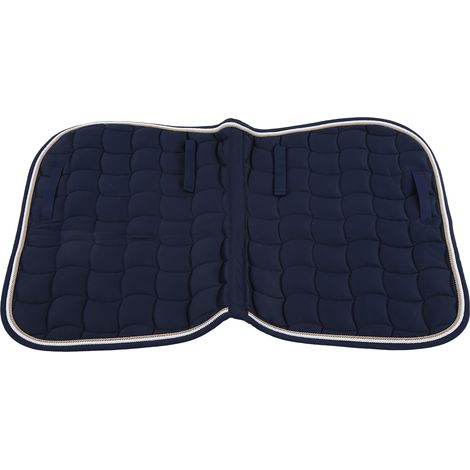 Tapis de selle souple et respirant, polyvalent, double corde, avec sangle et poignée pour chevaux, bleu foncé (1/5)