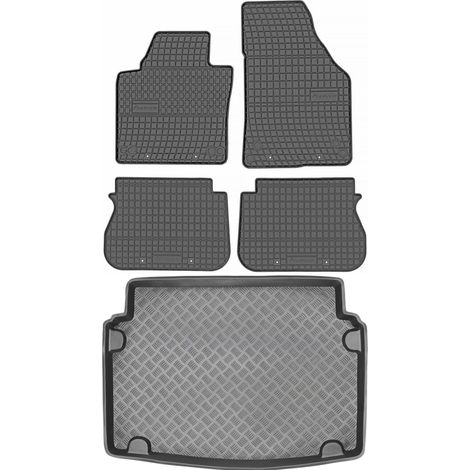 Volkswagen Caddy Life Maxi Kombi de 2008 a 2020. Juego de alfombrillas de goma para coche y maletero.