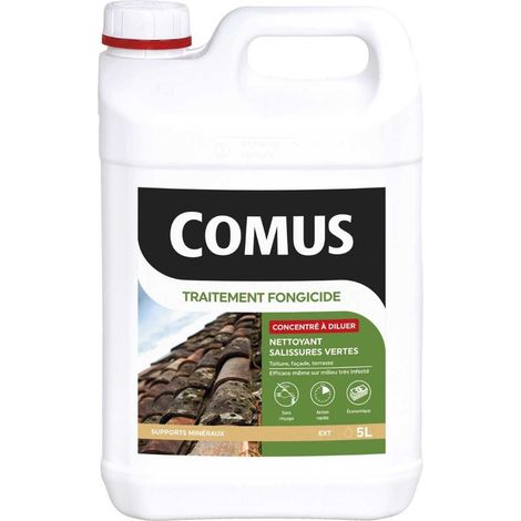 Comus – Traitement antimousse concentré 5L – Algicide pour toiture, mur et sol – Efficace contre mousses et lichens – Sans rinçage (1/4)