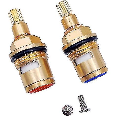 Paire de rechange de mitigeur thermostatique en laiton et céramique pour robinet de salle de bain/cuisine (G1/2") (1 paire, eau chaude et eau froide)