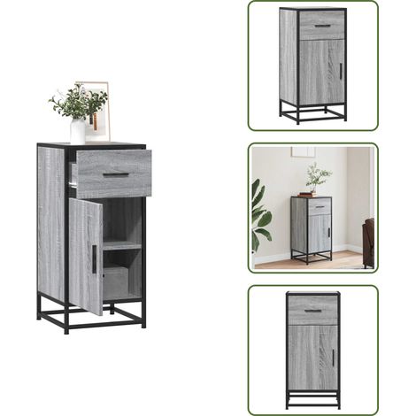 vidaXL Sideboard Grau Sonoma 35,5x35x76 cm Holzwerkstoff und Metall (1/5)