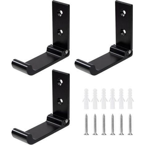 FENOPLASTICACrochet Mural Pliable 3pcs Patères Pliables pour casque en Alliage D'aluminium, Support de Manteau invisibles pour Bureau Chambre Cuisine Salle de Bain, 15 KG 7.8cm x 2.5cm x 1.7cm（noir） (1/4)