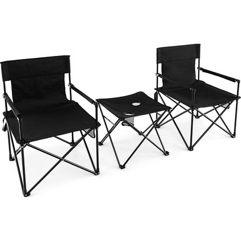Juego de 2 sillas de camping plegables 58,5 x 58,5 x 86 cm comodidad óptima y estabilidad reforzada poliéster negro 200020076