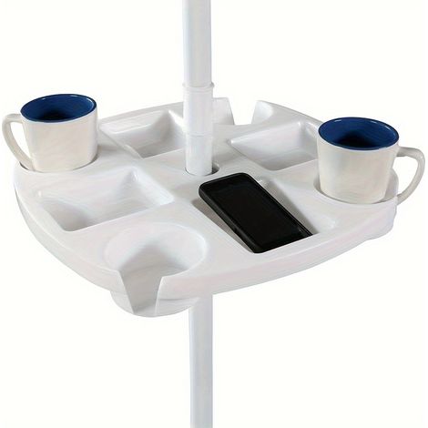 1 x Plateau pour parasol d'extérieur – En plastique, porte-boisson pour parasol de plage, accessoire plateau pour parasol (1/5)