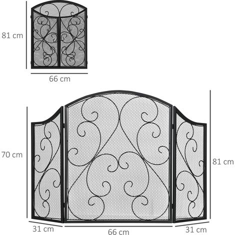 Kaminabdeckung, Funkenschutzgitter, Vintage-Design, 66 cm x 31 cm x 81 cm, Schwarz (1/5)