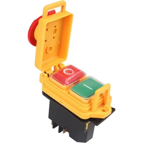 Trade-Shop Ein-Aus-Schalter / Hauptschalter / Geräteschalter / Taster YH02-A 16A 250V mit 5 Anschlusskontakten für stationäre Maschinen wie Kreissägen