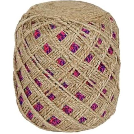 Reposapies - HOME ESPRIT - Multicolor - Yute - 40 x 40 x 45 cm - Salón