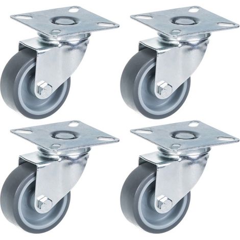 Ruedas - Zhongshan Longway - 50mm - Caucho Gris - Capacidad 160kg - Conjunto de 4 (1/4)