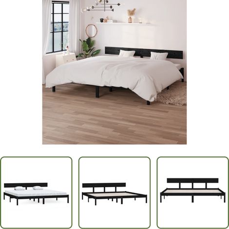 vidaXL Kieferbett - Massivholzbett Schwarz Kiefer 180x200 cm (1/5)