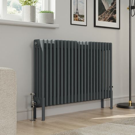 Warmehaus Traditional 4 Column Anthracite Radiator Cast Iron Style Radiators 600x1010mm