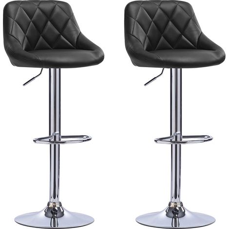 2er Set Barhocker,Barhocker Kunstleder höhenverstellbar 360°drehbar Gestell Schwarz
