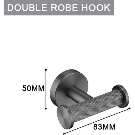 Étagère de Salle de Bain en Gris Fusil – Accessoire de Rangement Mural en Métal Robuste avec Double Crochet, Design Moderne et Minimaliste pour Douche ou WC (1 Pièce)-lsw (1/2)