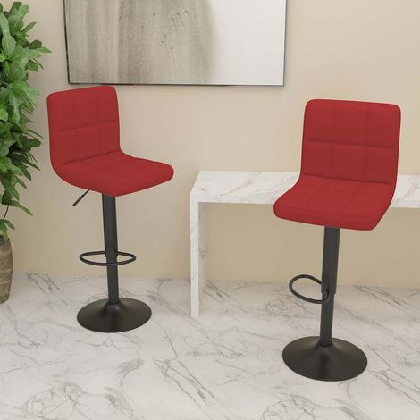 vidaXL Tabourets de bar lot de 2 rouge bordeaux tissu (1/5)