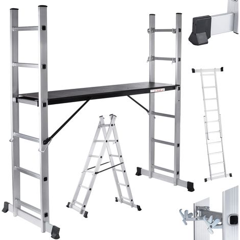 Échafaudage mobile aluminium 150 kg – Hauteur de travail 28-165 cm – Antidérapant – Norme de sécurité EN-131 – Pliable et léger – Maxcraft (1/5)