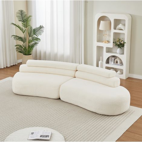 Divano modulare 306x103x67 cm in ciniglia beige, 3 posti, senza braccioli – MEUBLIV (1/5)