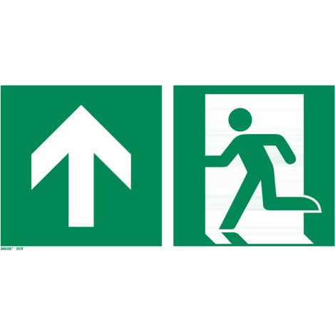 Signaux de secours Sortie de secours tout droit, par la porte ou vers le haut, Type: 11300