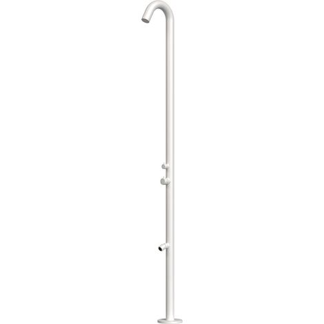 SINED Ducha exterior de acero inoxidable 316L color blanco con mezclador caliente-frío y lavapies DOCCIA-QUARTU-BIANCA